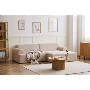 Arianna – Chaise longue bank in beige – Linkeropstelling