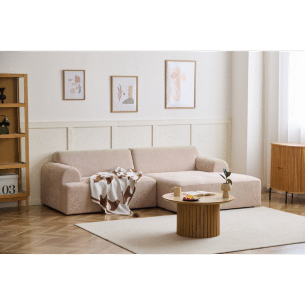 Arianna – Chaise longue bank in beige – Linkeropstelling