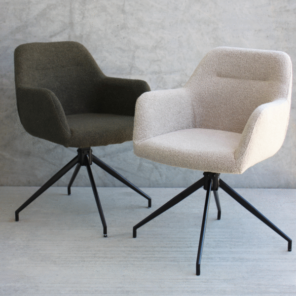 Amanda Dining Chair Armchair/Swivel Chair – Dark Green Boucle, With 360 Degree Swivel Function - Afbeelding 6