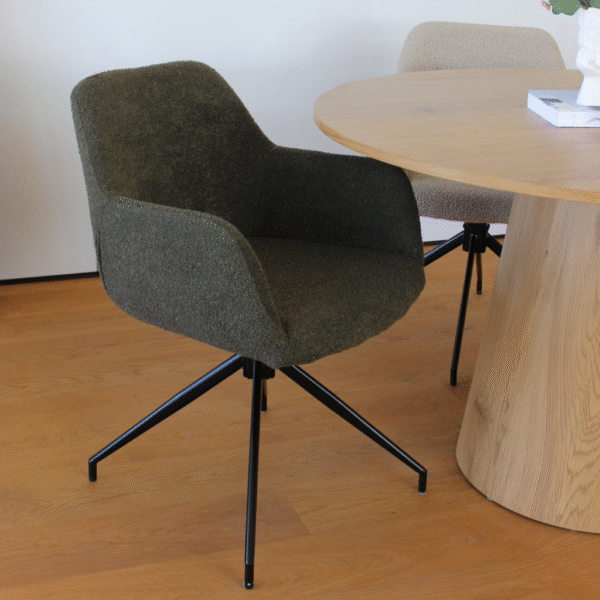 Amanda Dining Chair Armchair/Swivel Chair – Dark Green Boucle, With 360 Degree Swivel Function - Afbeelding 5