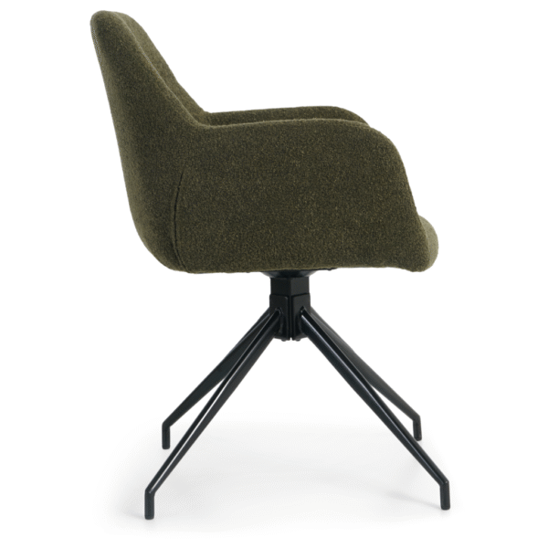 Amanda Dining Chair Armchair/Swivel Chair – Dark Green Boucle, With 360 Degree Swivel Function - Afbeelding 4