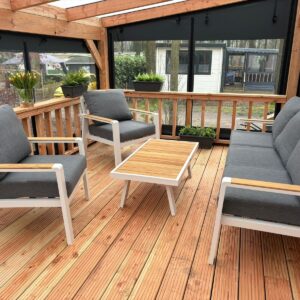 Aluminium Stoel-Bank Loungeset – Wit – van Huizen