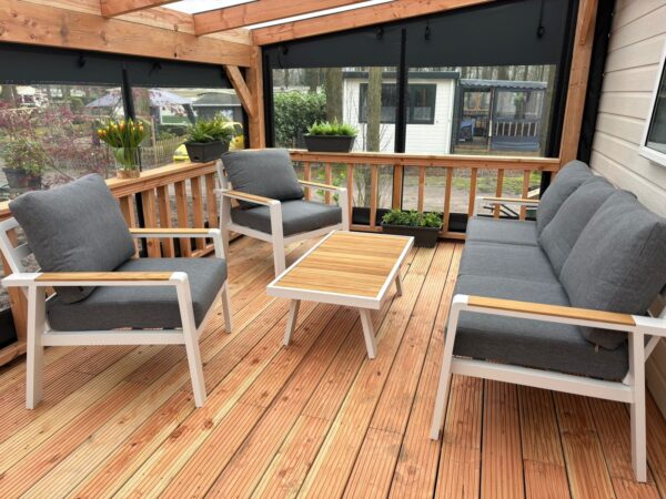 Aluminium Stoel-Bank Loungeset – Wit – van Huizen