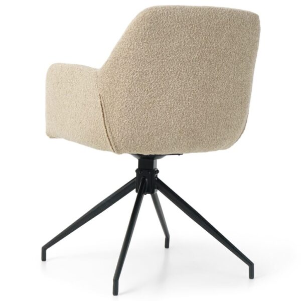 Amanda Eetkamerstoel Armstoel/Draaistoel – Beige boucle, Met 360-Graden Draaifunctie - Afbeelding 10