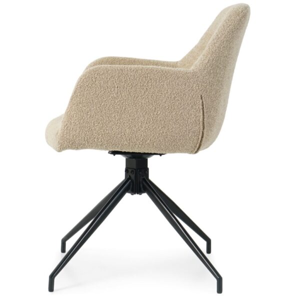 Amanda Eetkamerstoel Armstoel/Draaistoel – Beige boucle, Met 360-Graden Draaifunctie - Afbeelding 8