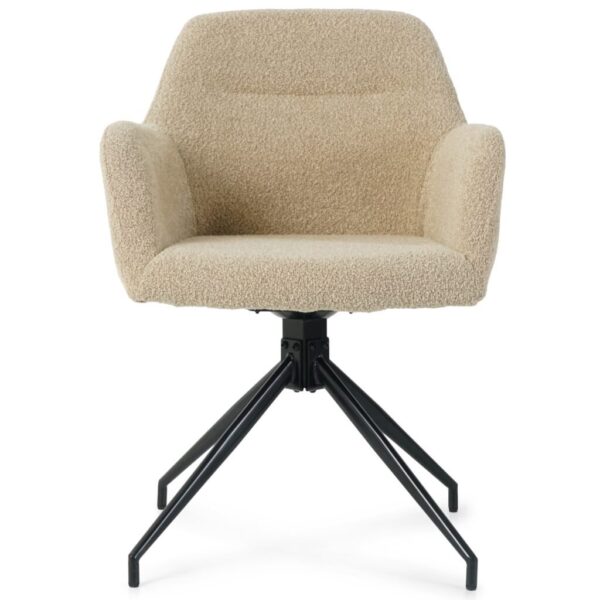 Amanda Eetkamerstoel Armstoel/Draaistoel – Beige boucle, Met 360-Graden Draaifunctie - Afbeelding 9