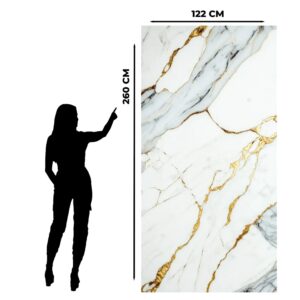 “Gouden wit” – Marmeren wandpaneel 122x260cm