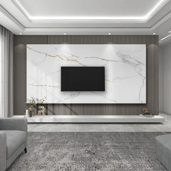 "Gouden wit" - Marmeren wandpaneel 122x260cm - Afbeelding 4