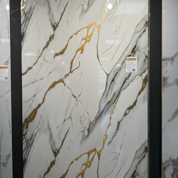 "Gouden wit" - Marmeren wandpaneel 122x260cm - Afbeelding 5